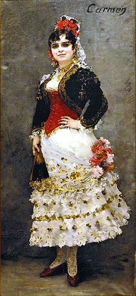 Français :   Carmen English:   Celestine Galli-Marié (1840–1905), the mezzosoprano who created the role of Carmen  Čeština:   Celestine  Galli-Marié (1840-1905), mezosopranistka, první představitelka role Carmen