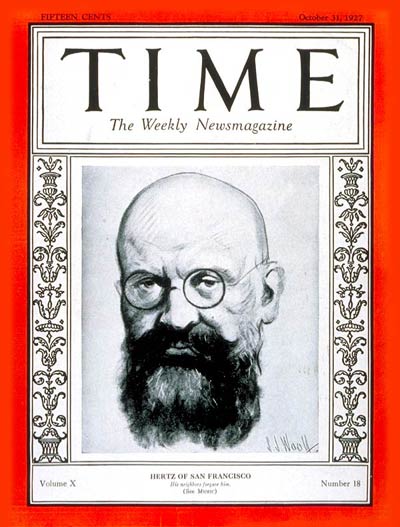 English:   The image of German conductor en:Alfred Hertz (1872-1942) on the cover of en:Time magazine