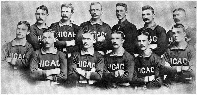 The roster of the 1885 Chicago White Stockings (known today as the Chicago Cubs)

Top row, left to right: George Gore, Silver Flint, Cap Anson, Sy Sutcliffe, King Kelly, Fred Pfeffer
Bottom row, left to right: Larry Corcoran, Ned Williamson, Abner Dalrymple, Tom Burns, John Clarkson, Billy Sunday