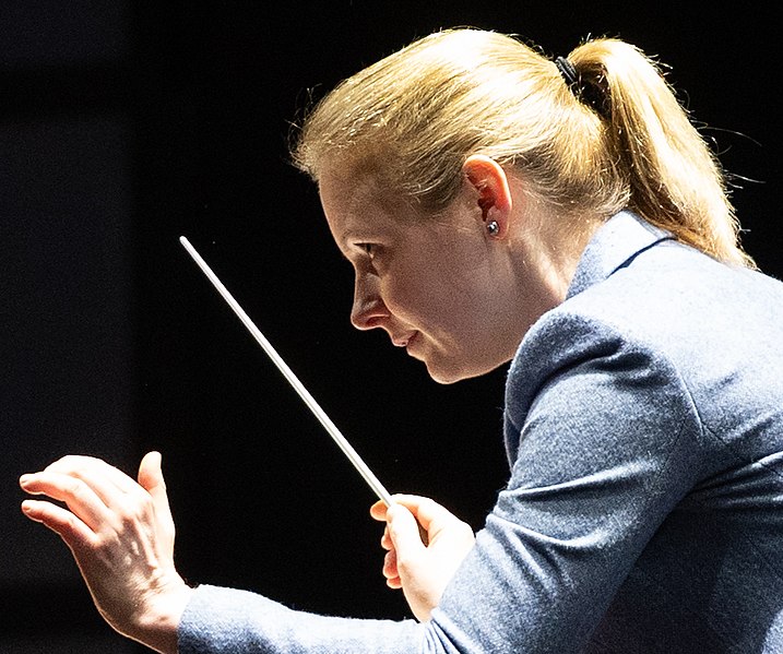 English:   Gemma New conducts the National Symphony Orchestra as they perform Gustav Holst’s “The Planets” Wednesday, Jan. 22, 2020, at The Anthem in Washington, DC.