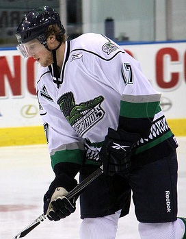 English:  Jared Staal of the Florida Everblades, pregame warmups on December 22, 2010