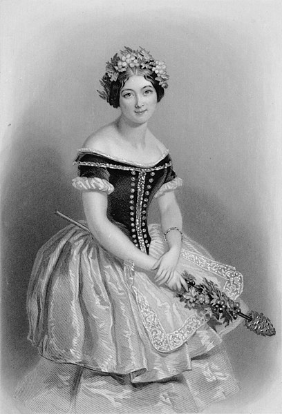 English:   Portrait of Carlotta Grisi in the title rôle of Giselle.  20.5 x 16.5 cm