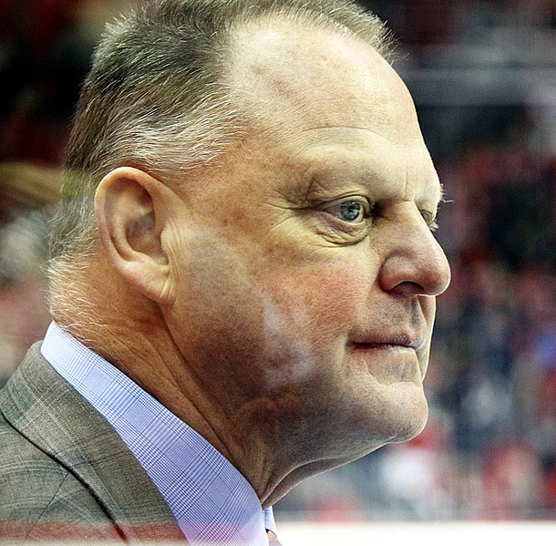 English:   Vegas Golden Knights head coach Gerard Gallant during a game against the Washington Capitals, February 4, 2018, at Capital One Arena in Washington, D.C.